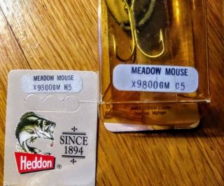 2 VTG NOS Heddon Meadow Mouse Fishing Lures in 2