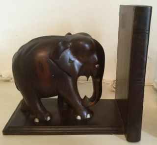 Antique Wooden Elephant Bookends - Ebonies - Handcrafted - Large & Heavy 2.  72kg 3