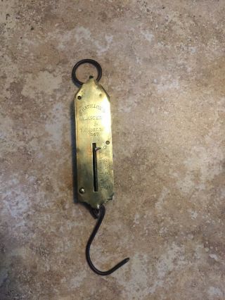 Antique Brass Chatillon No.  2 Spring Scale W/hook Balance/hanging Rare 24 Lbs