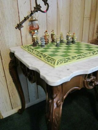 Rare Collectable 32 Piece Owl Kingdom Chess Set Poly - Resin Board 17.  25 Sq