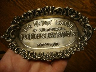 Antique Vintage Sterling Silver Tip Card Tray The Union League Civil War Lincoln