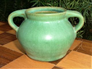 Rare Zanesville Stoneware Pottery Matt Green Miniature Vase Pot Arts & Crafts