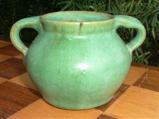 Rare Zanesville Stoneware Pottery Matt Green Miniature Vase Pot Arts & Crafts 2