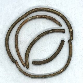 5 Ancient Bronze Viking Bracelet Fragments - Authentic Jewelry - 11th Century Ad