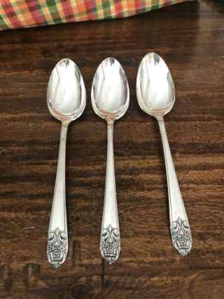 Vintage Melody Silver Plated Large Serving Spoons Set Of Three