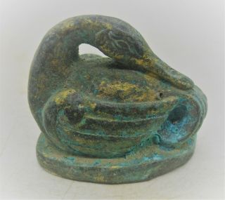 Scarce Ancient Chinese Bronze Gold Gilded Swan Figurine Circa 400 - 500ad