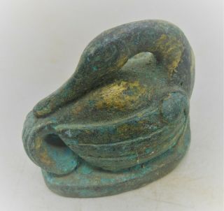 SCARCE ANCIENT CHINESE BRONZE GOLD GILDED SWAN FIGURINE CIRCA 400 - 500AD 2