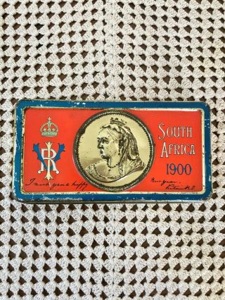 Antique Queen Victoria Chocolate Tin Box (1900,  Rare)
