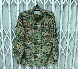 Rare Rok South Korea Army Special Force Digital Camouflage Jacket With Patches