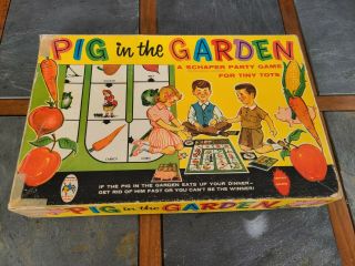 Complete Vintage Schaper Party Game 310 " Pig In The Garden " Board Game Rare
