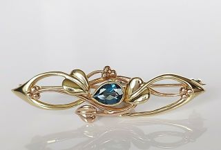 Rare Welsh Clogau 1998 9ct Yellow & Rose Gold Blue Topaz Tree Of Life Brooch