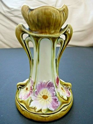 Antique Majolica Bud Vase Art Nouveau Ceramic Floral Vase