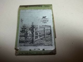 RARE Matchbook Cover 1935 Trio At Clearview Farm Jersey Cows Butler PA 234 2