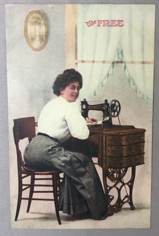C 1910 The Sewing Machine Advertising Postcard Antique