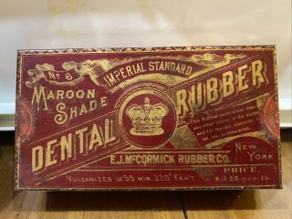 Rare Dental Rubber Tin E.  J.  Mccormick Rubber Co Metal Boxes