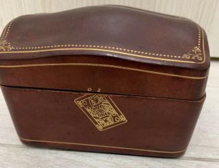 Vintage Calf Leather Dual Playing Card Box Made In Italy