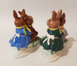 Unique and Rare – Two Royal Doulton Bunnykins DB4 Billie and Buntie Sleigh Ride 2