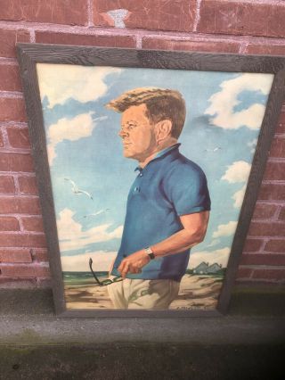 Rare Vintage 1965 John F Kennedy Jfk Canvas Signed By Ray Mondello 1965 Painting