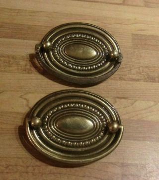 2 Vintage Antique Brass Drawer Pulls 3 1/8 " Long With 2 Mounting Screws 11