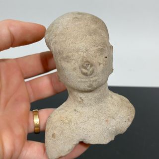 Antique Pre - Colombian Artifact Art Pottery Fragment Head Figurine Bust