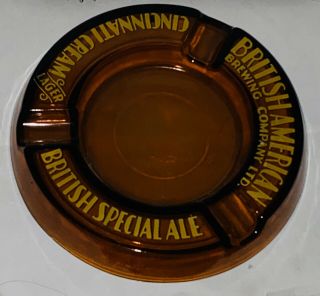 Rare Vintage Brown Glass British Special Ale Cincinatti Cream Ashtray Barware