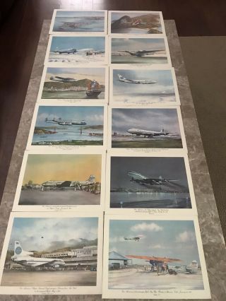 Historic First Flights Of Pan American Clippers Rare Vintage Complete Set Of 13