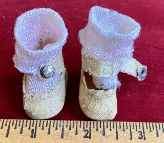 Rare Vintage C1934 Ideal Composition Shirley Temple Doll Cotton Shoes For 11”