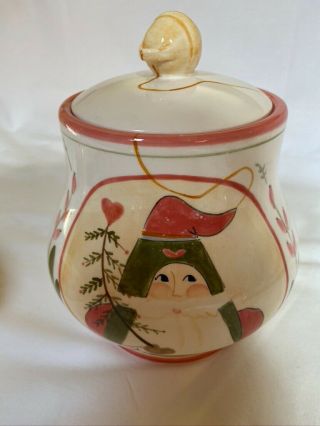 Rare Vintage D.  Calla Christmas Cookie Jar Hand Painted For House Of Hatten