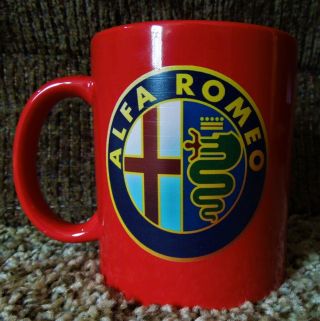 Alfa Romeo Vintage Ceramic Coffee Mug With Full Color Logo Very Rare