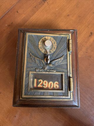 Antique Vintage Post Office Door Mail Box Postal Bank 1900’s Eagle Single Dial