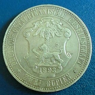 German East Africa: 1893 2 Rupien,  Rare, .  917 Silver -,  Minor Marks