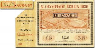 Olympic Games Berlin 1936 Ticket Of Honour Extremly Rare Olympiad