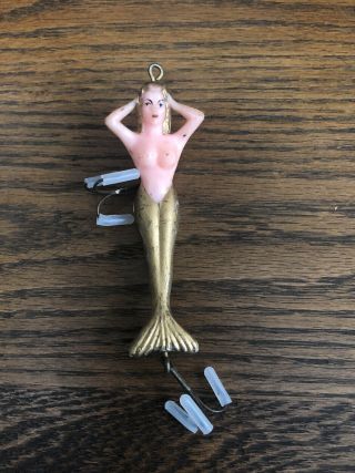 Vintage 1950’s The Virgin Mermaid Fishing Lure By Stream - Eze Gold Color
