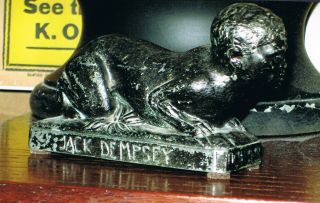 RARE 1924 JACK DEMPSEY metal boxing statue FIGHT & WIN boxer 2