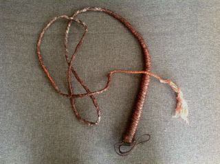Antique Leather Braided Bull/horse Whip 6 1/2 