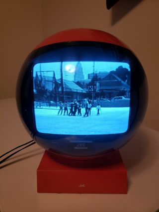 Rare Retro Jvc Round Space Helmet Tv - Vintage Videospere Television