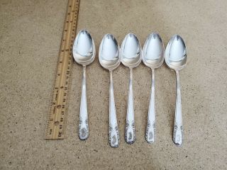 Set Of 5 Vintage Wm Rogers Silver Plated Spoons D Monogram