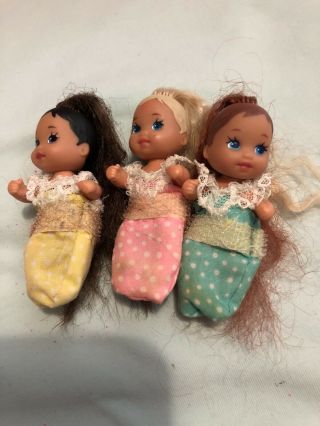 Vintage Set Of 3 - 1973 Mattel Small Doll - Blonde Brunette Red