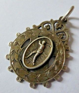 Antique Marples & Beasley Hallmarked Silver Golfing Watch Chain Fob Medal Ref A