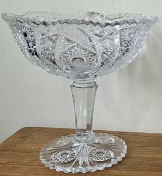 Antique 1913 Eapg Imperial Glass Bellaire Pattern Foot & Stem Compote 7.  5”h