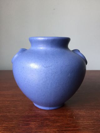 Rare Vintage Pfaltzgraff York Pottery Blue Matte Vase 138 Arts & Crafts 3