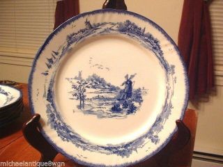Antique Royal Doulton Lambeth Flow Blue 8 3/4 " Luncheon Plate In Norfolk Pattern