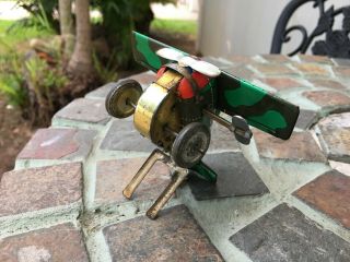 VERY RARE 1920s Vintage Marx Japan Tin Toy Wind Up Roll Over Airplane 5