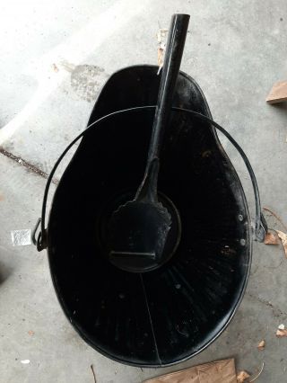 Vintage 17 Coal Scuttle Bucket Black and Shovel 2