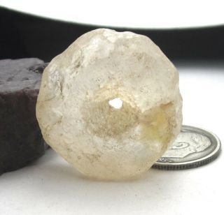 Rare Ancient Crystal Rock Quartz Mali Disk Bead 9mm X 25mm