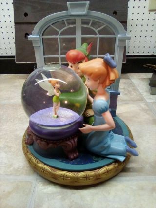 Disney Rare Peter Pan,  Wendy And Tinkerbell Musical Snowglobe