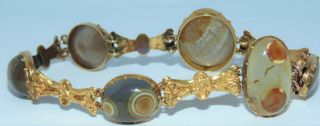 Rare Victorian 9ct Gold Agate Bracelet Scottish
