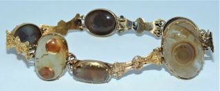 Rare Victorian 9ct gold agate bracelet Scottish 4