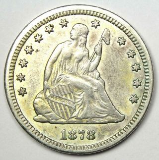 1878 - Cc Seated Liberty Quarter 25c - Au Details - Rare Carson City Coin