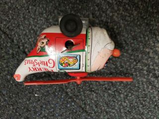 Vintage Mikuni Japanese Tin Toy Wind Up Santa Helicopter Rare Find